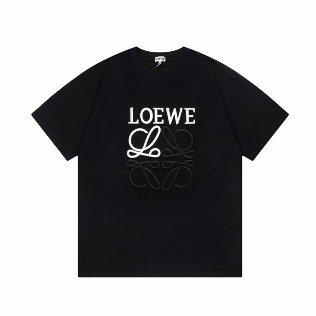 ロエベ LOEWE ブラック ホワイト刺繍 半袖Tシャツ 並行輸入品の通販は